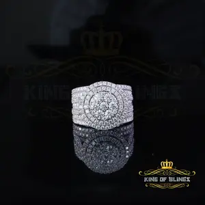 King Of Bling's 4.00ct VVS 'D' 925 Silver Moissanite Stone Cluster White Men's Rings Size 8
