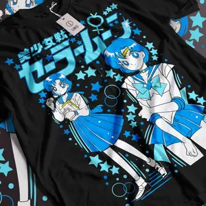 Sailorr Moon Anime T-Shirt & Sweatshirt, Sailor Mercury Ami Mizuno Waifu Graphic Tee, Vintage Oversized Unisex Streetwear, Manga Gift for Men Women
