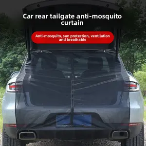 SUV and Off Road Car Trunk Mosquito Net Camping Sunshade for Car Outside Insect Screen 1pc Tailgate Net with Magnetic Shade Heavy Duty Door Curtain Magnetic Buckles All Weather Trunk Rear Window Protection Easy Install for Outdoor