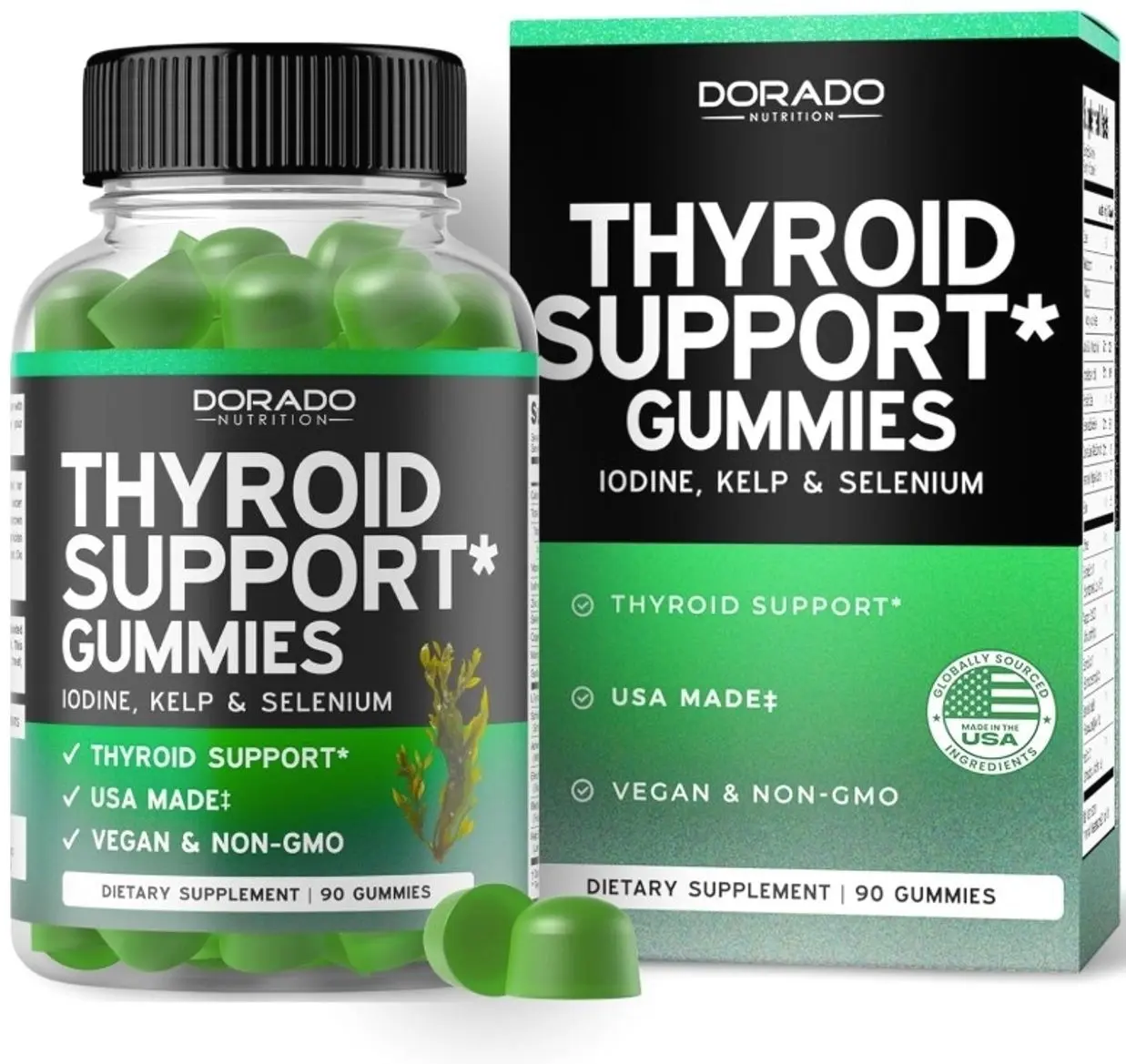 Thyroid Support For Women & Men (90 Gummies) Ashwaganda, Iodine, Bladderwrack, Kelp, & Schisandra - Support Supplement - Delicious Apple Flavor - Non-GMO, Vegan & Gluten-Free (90 Count)