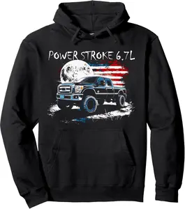 Powerstroke Patriotic Truck American Flag 6.7L Diesel Truck Pullover Hoodie