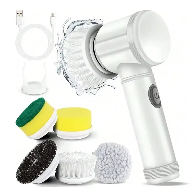 Cordless Electric Rotary Scrubber with 5 Replaceable Brush Heads, Rechargeable Bathroom and Kitchen Tile Cleaning Brush NOCCLILI