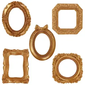 5pcs Mini Retro Photo Frame Set Suitable for DIY Desktop Photography, Wedding Decorations & Jewelry Display - Vertical Rectangular Square Frames with Retro Style for, Photo Props, Tabletop Picture Frames for Shooting Scenes