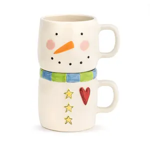 Heartful Snowman Stacked Mugs Set