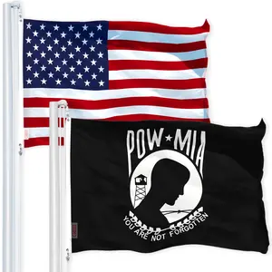G128 Combo Pack: USA  3x5 Ft 150D Printed Stars & POW MIA Flag 3x5 Ft 150D Printed