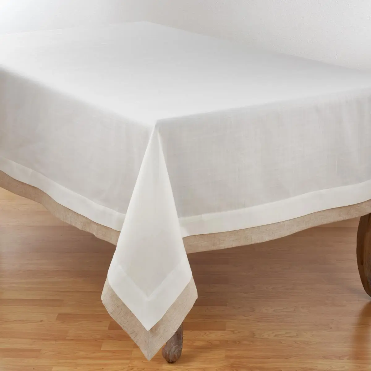 SARO 1982.I67120B Rectangle Tablecloth - 67"x120" Ivory Layered Design, Machine Washable Kitchen Household Textile, 67" X 120"