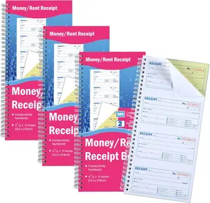 gisgfim 4 Pads Money and Rent Receipt Book with Spiral Bound Rent Receipt Book with 2 Part Carbonless Copies 5-1/4 x 11 Inch Cash Receipt Book Business Money Petty Cash Receipt Book 200 Sets Per Book