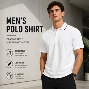 3/5PCS Mens Polo Shirts 3 Buttons Cotton Short Sleeve Pique Golf Collared Basic Shirts Breathable Soft Classic Polos