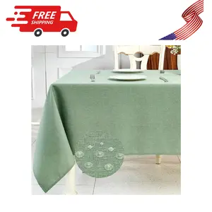 Textured Linen Table Cloth for Rectangle Tables - Sage Green 52 x 70 Inch