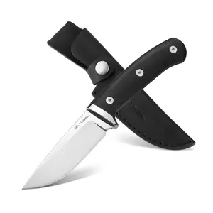 #fathersdaygift FLISSA Fixed Blade Knife with 3.7" Mirror Polished 14C28N Steel Blade, G10 Handle, Leather Sheath for EDC, Hiking, Camping, Fishing, for Men Women
