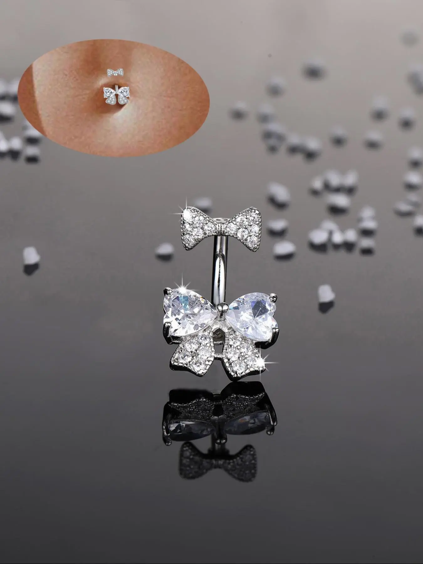 Cute Bowknot Butterfly Design Belly Button Ring, Navel Ring, Fashionable Belly Piercing Body Jewelry for Women & Girls, Trendy All-match & Exquisite Jewelry for Birthday Gift