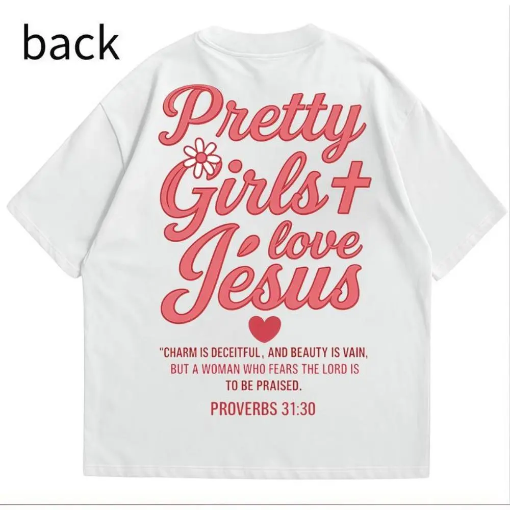 Vintage Short-Sleeve Round-Neck Christian T-Shirt (2026 Jesus Design) - Casual Streetwear Sports Top, Unisex Gift, Full Size/Color, White, Shortsleeve