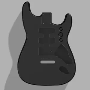 3D Printed JGV3D Stratocaster Guitar Body, Custom Design, Black, Light Weight
