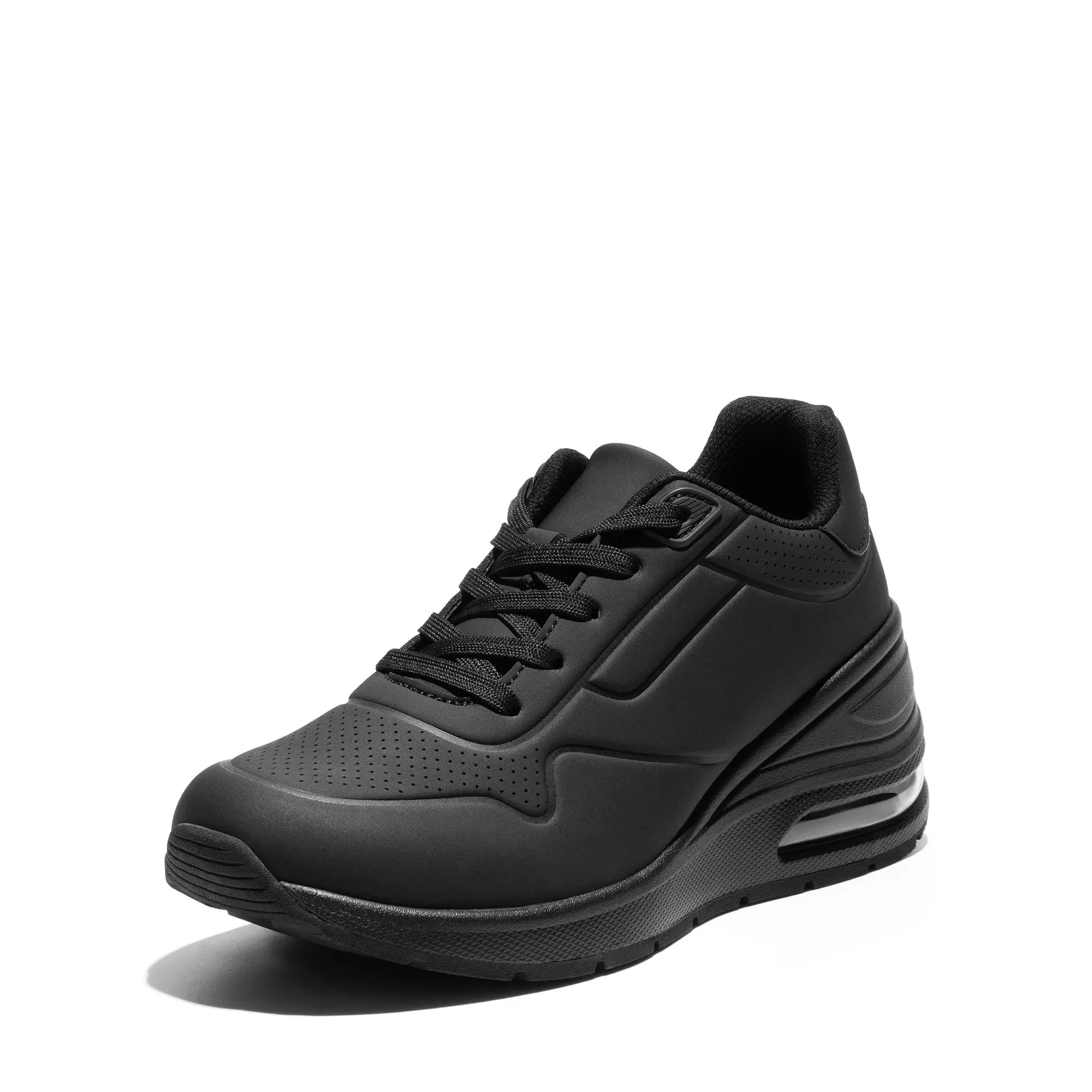 Dream Pairs Women's Air Cushion Platform Casual Trainers - Lace-Up Vegan Leather Walking Shoes with Elevated Heel, Breathable Insole Footwear