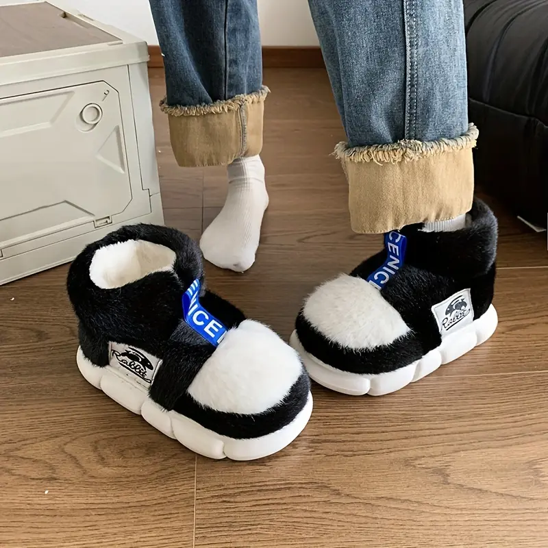 Unisex Cute Bunny Plush Slippers, Warm Faux Fur Lined Slip-On House Shoes with a Thick, Slip-Resistant Sole for Indoor & Outdoor Wear