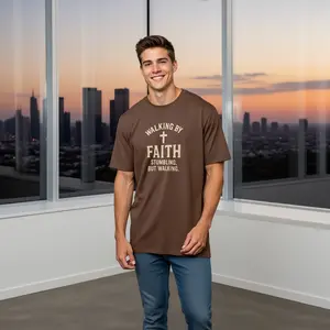 Walking by Faith Christian T-Shirt - 2 Corinthians 5:7 Garment Dyed Tee