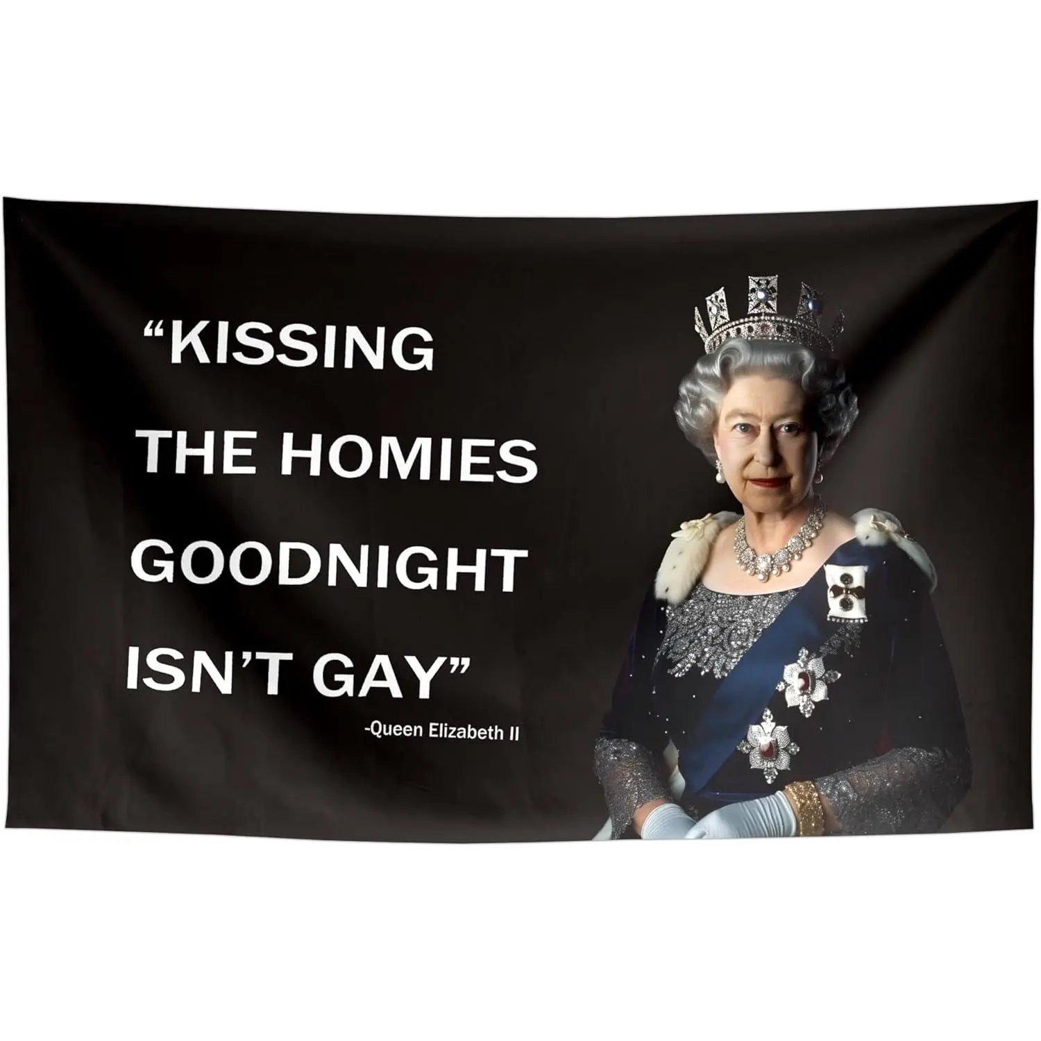 Kissing Homies Goodnight Funny Quote Flags Meme Cool Flags Banner 3x5 ft Room Guys College Dorm Bedroom Man Cave Girls Wall Decor Outdoor Indoor Hilarious Flag, Two Copper Grommets Ornaments