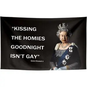 Kissing Homies Goodnight Funny Quote Flags Meme Cool Flags Banner 3x5 ft Room Guys College Dorm Bedroom Man Cave Girls Wall Decor Outdoor Indoor Hilarious Flag, Two Copper Grommets Ornaments