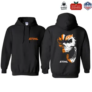Stihl Skull Hoodie, Chainsaws Brand Hoodie, Skull Graphic Pullover, Stihl Hoodie, Tee for Stihl Fans