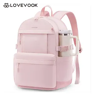 LOVEVOOK Laptop Backpack for Women with Giant Tumbler Holder,15.6 Inch Laptop Computer Bag Travel Backpack Purse,Waterproof Work Business Backpack College Bookbag Teacher Bags
