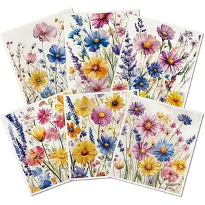 6 count 6 Styles Floral Dish Cloths Swedish Kitchen Dishcloths  Wash Towels Soft Washable Rectangle Cellulose Sponge  Colorful Wildflower Mixed  for Kitchen Cleaning