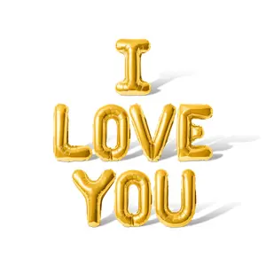 Letter Balloons - I LOVE YOU 16" Inch Alphabet Letters Foil Mylar Balloon Valentine's Day or Anniversary Party Banner