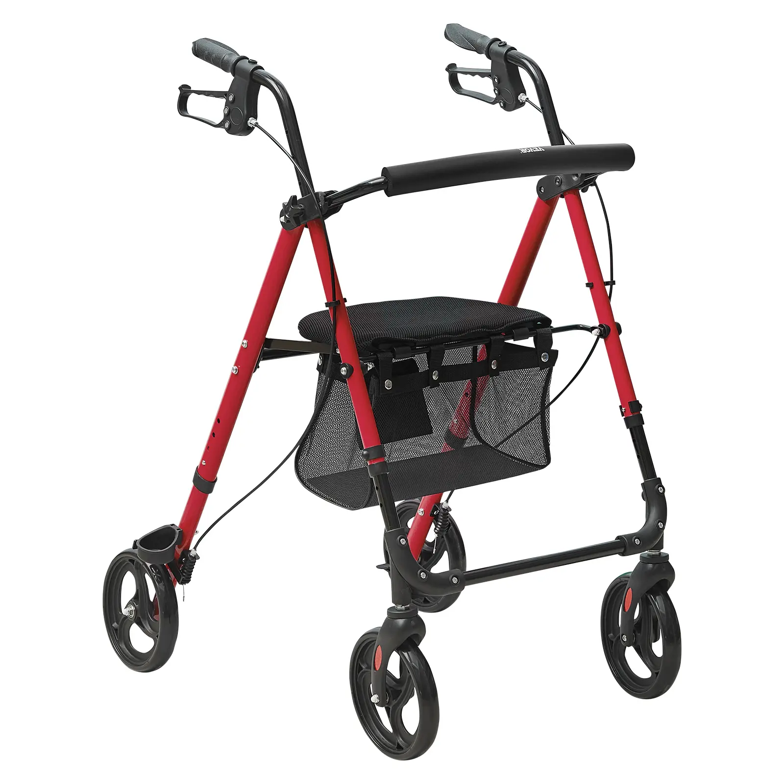 【Summerfinds】VEVOR Rollator Walker for Seniors and Adult, Lightweight Aluminum Foldable Rolling Walker with Adjustable Seat and Handle, Outdoor Mobility Rollator Walker with 8" All Terrain Wheels, 300LBS Capacity