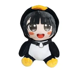 Kawaii Anime Penguin Girl Plush Toy Cute Cartoon Stuffed Doll Soft Fluffy Plushies Home Decor Kids Fans Birthday Gift