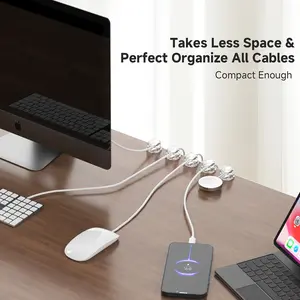 3pcs Automatic Rebound Cable Organizer with Spring - No Battery Needed, Pastel Pink/Blue/Yellow/Transparent - Desk, Office, Home, Travel - Compatible with USB-C, HDTV, Ethernet Cables - Durable Cable Management System for Workspace Organization, Cable Cor