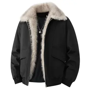 Men's Faux Fur Lined   Jacket Cropped Zip Up Oversized Thermal Puffer Coat Windproof Windbreaker for NYC Winter Outfits Streetwear Daily Wearl