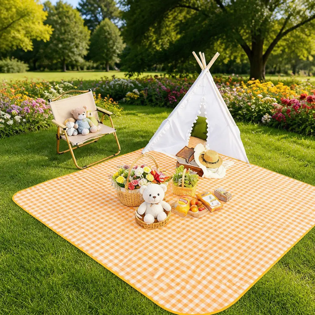 Outdoorgear Extra Large 2m x 2.5m 3mm Thick Outdoor Picnic Blanket, Foldable Water-Safe Picnic Blanket, Waterproof Moisture-Proof Camping Mat with Aluminum Film, Portable Lawn Mat for Camping Beach, Foldable Picnic Blankets