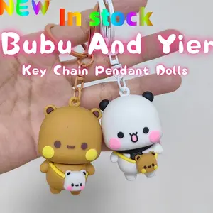Couple Bubu And Dudu Pendant Kawaii Dolls Toys Cute Cartoon Panda Bear Doll Key Chain Backpack Pendant Birthday Gift