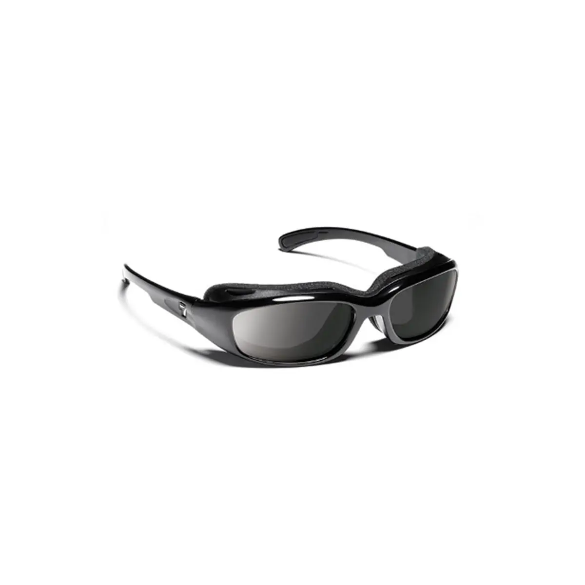 212 MAIN 7eye Churada Low Profile Polarized Sports Sunglasses - Windproof, Plush Outer, Polarized Gray Lenses, Glossy Black Frame, Small-Medium Sizes, Windproof Polarized Sunglasses