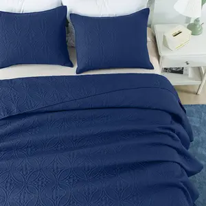 Quilt Set With Pillow Shams, Quilted Bedspread For All Season, Classic Coin Pattern Quilt 3 Includes 1 Quilt And 2 Shams