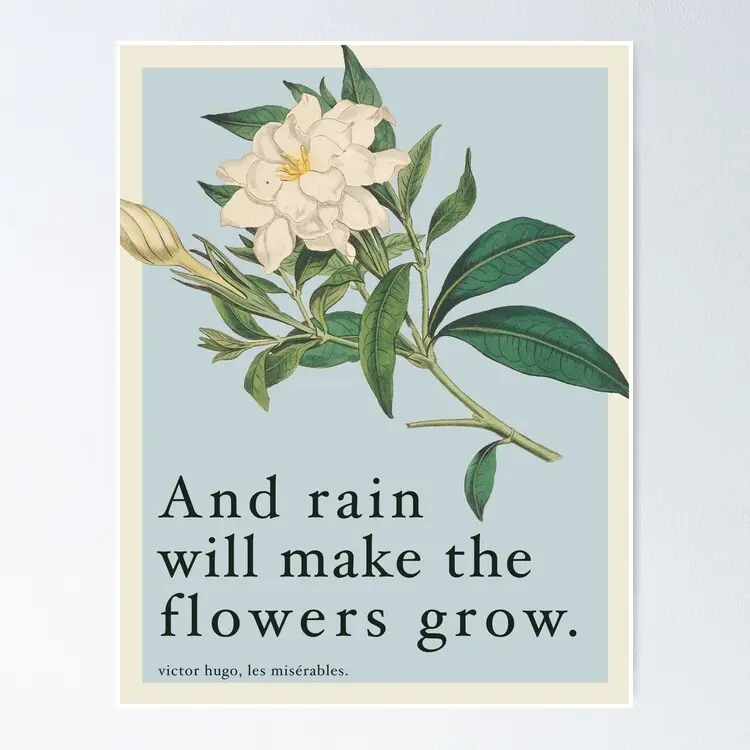 La Pluie, Les Misérables Citation Poster Aesthetic Canvas Poster
