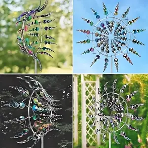 1 Magical 3D Outdoor Windmill - A 3D dynamic sculpture with colorful reflective beads, a creative decoration for your outdoor garden, requires no electricity, and is a unique lawn art piece for your backyard or patio.