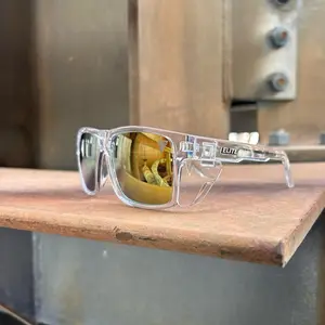 Elite Delta – ANSI Z87.1 Polarized Safety Glasses (Clear Frame + Gold Mirror Lens)