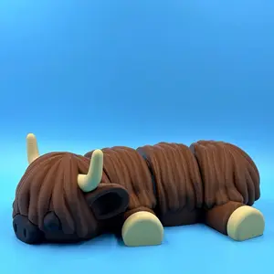 9” Cute Flexi Highland Cow Articulated Toy - Wiggly Fidget Toy, Kawaii Desk Buddy