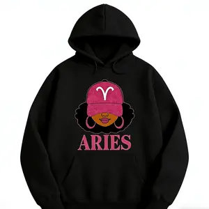 Zodiac Vibes Sweatshirt - Afro Woman Astrology Sign Pullover with Sparkly Hat Graphic Unisex Horoscope Crewneck Gift for Aries Virgo & Zodiac Lovers Trendy Aesthetic Sweater Womenswear Hoodie Tops Casual Christmas T-shirts sweatshirts hooded sweatshirts