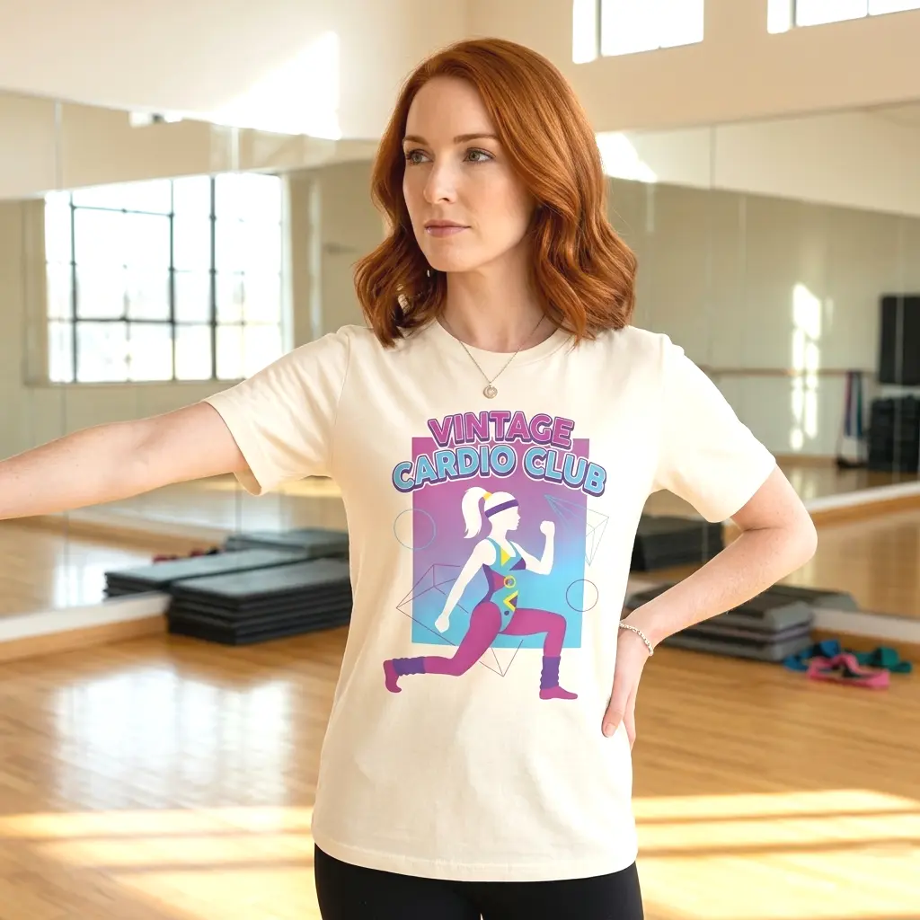 Vintage Cardio Club Retro 80s Lunge Graphic Tee | Workout Shirt Women