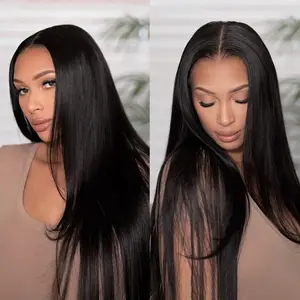 Upgraded 7x5 HD Straight Lace Glueless Wig, Pre Cut Pre Bleached Tiny Knots Human Hair Wigs, Beginner Friendly Ready To Wear