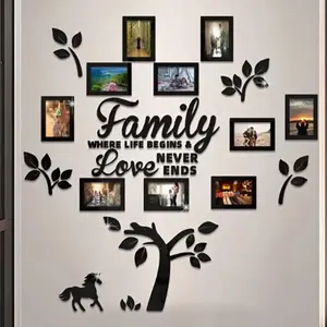 Transparent Mirror Wall Decor, Flower Pattern Photo Frame, Self-Adhesive Removable Wall Art, Suitable for Home Living Room Bedroom Office Entrance