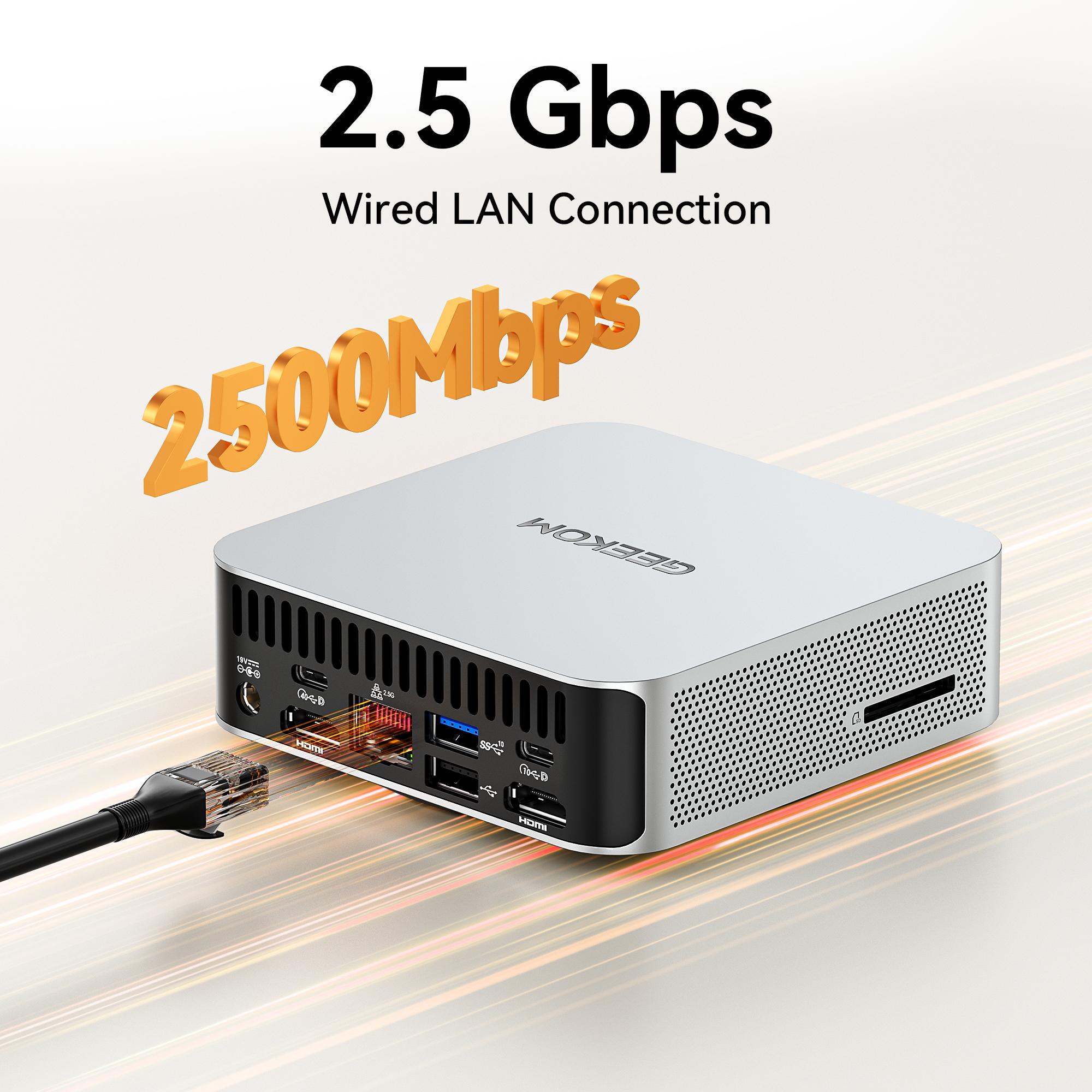 GEEKOM A5 Pro Mini PC (2026) with AMD Ryzen 5 7530U, 16GB DDR4 RAM(Upgradable to 96GB, Not LPDDR), 1TB NVMe SSD, Windows 11 Pro Desktop Computer Support 4 Displays/8K/Wi-Fi 6/6xUSB– Perfect for Work, Create & Play