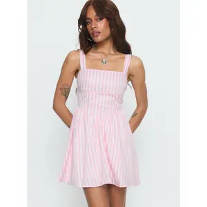 Yoselyn Pleat Mini Dress Pink Check
