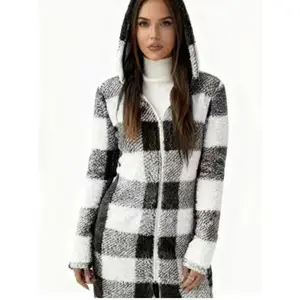 Women's Elegant Tartan Hooded Zip-Up Sweatshirt 100% Polyester Long-Sleeve for Autumn Winter Machine Washable Dry Cleanable Fashionable Casual Top spider hoodie zip up hoodies tops for women long sleeve tops women clothes for women vintage sweatshirts