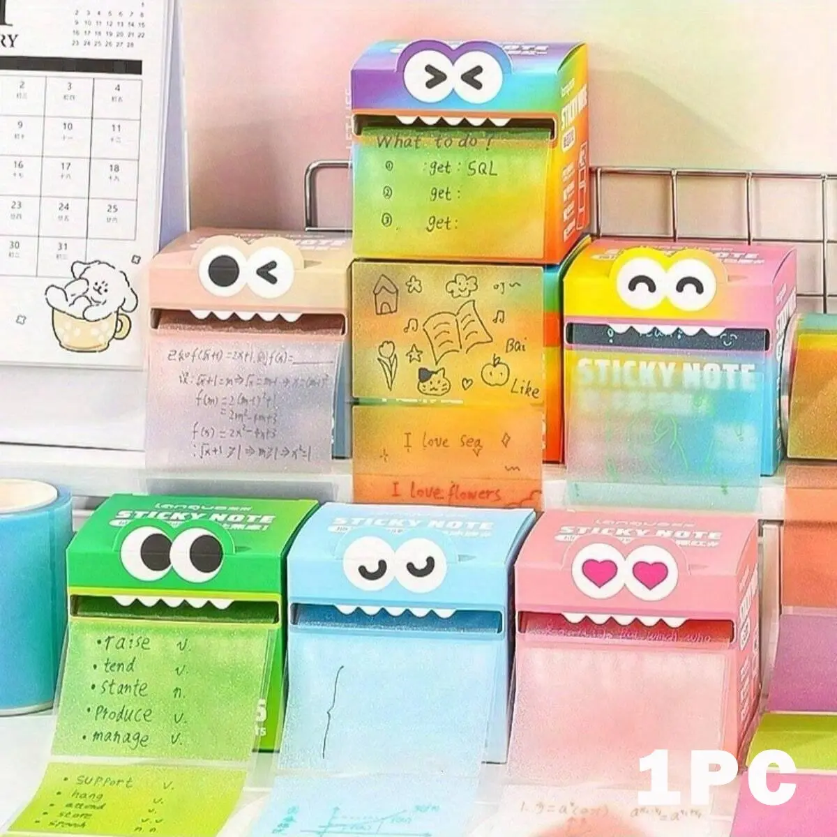 105 Sheets/Box Pull-Out Sticky Notes Pearlescent Transparent Notes for Schoolwork School Stationery Funny Stickers
