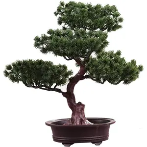 Artificial Bonsai Pine Tree, Plastic Simulation Potted Plant DIY Decorative Bonsai, Desk Display Fake Tree Pot Ornaments Home Office Bedroom Living Room Farmhouse Decorations(Style 3)