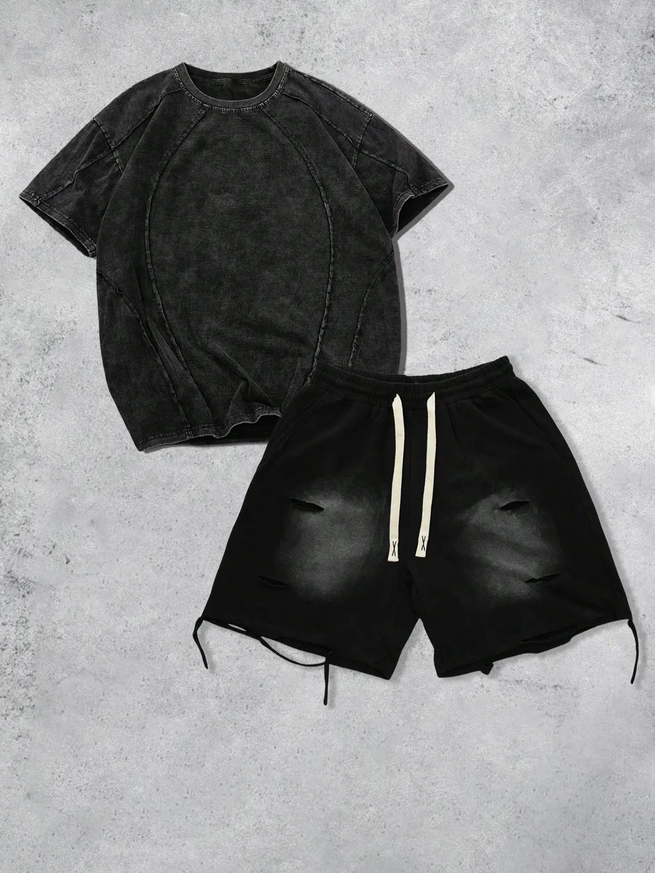 Men's High-Quality Loose Casual Sporty Summer Set, Solid Color T-Shirt & Drawstring Waist Sport Shorts, Perfect for Travel and Daily Wear, Summer Sportswear