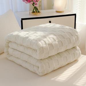 checkerboard hemmed edge summer throw blanket, lightweight breathable bedding with 3d embossed design, hypoallergenic & machine washable for sofa & bed