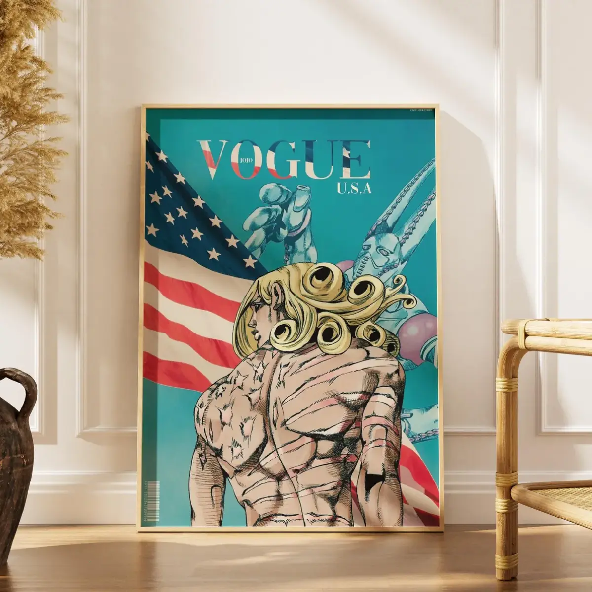 Jojo Steel Ball Run Poster, Funny Valentine D4C Wall Art, Vogue USA Canvas, High Quality Art Prints, Home Decor, Gifts for Him Her Otaku